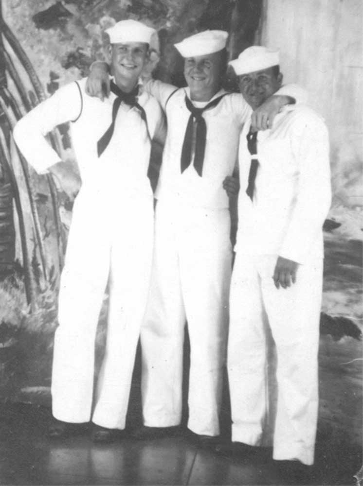 July 1944 - Bob Wise-S1c, Chris Mathewson, Ben Libassi-S1c